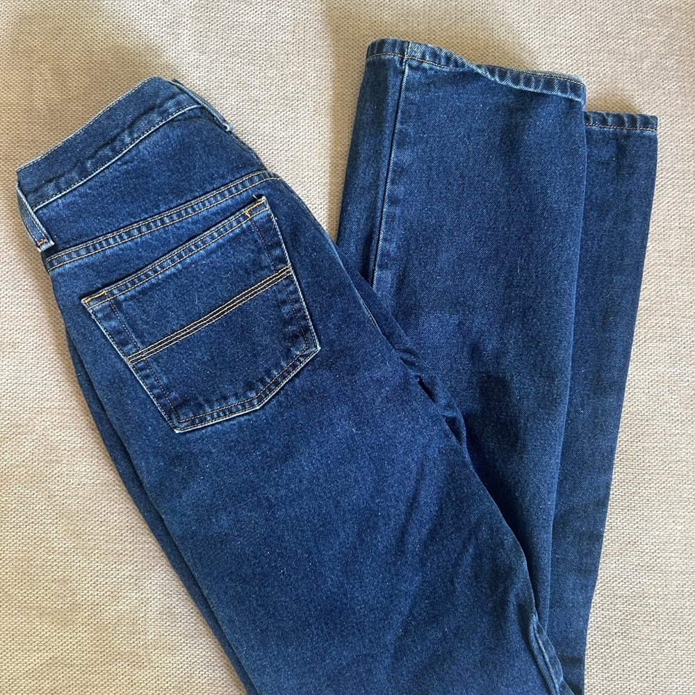 Vintage 90s Express Bleus Blue High Waisted Boot Cut Jeans, 100% Cotton Denim